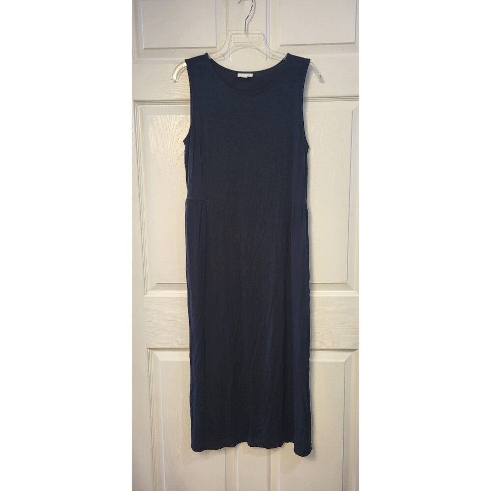 J Jill Blue Sleeveless Round Neck Maxi Dress MP Stretchy Summer Lagenlook